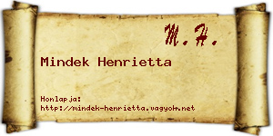 Mindek Henrietta névjegykártya